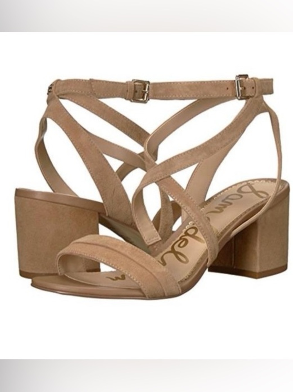 Sam Edelman Sammy Nude/Tan Strappy Block Heel Sandals